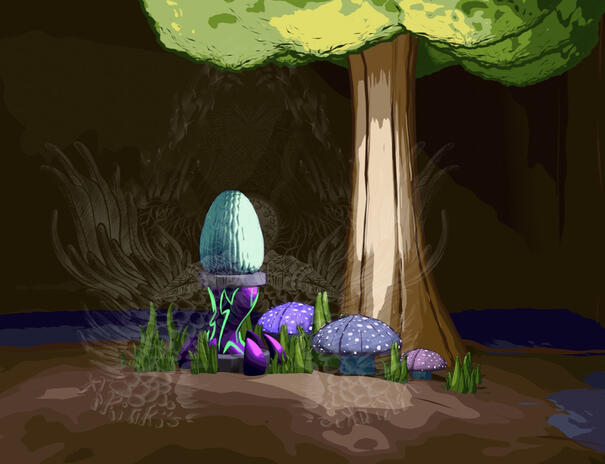 3D - Scène avec shader cartoon (découvert via tuto) - concept du piédestal via référence